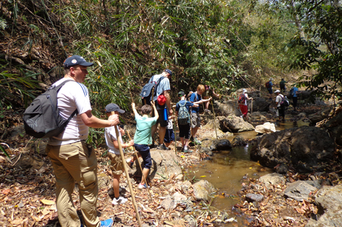 A family group on a trek in Northern Thailand